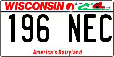WI license plate 196NEC