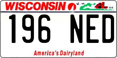 WI license plate 196NED