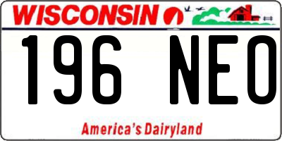 WI license plate 196NEO