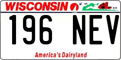WI license plate 196NEV