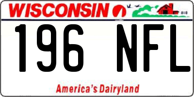 WI license plate 196NFL