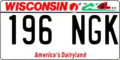 WI license plate 196NGK