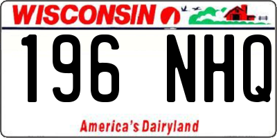 WI license plate 196NHQ