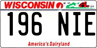 WI license plate 196NIE
