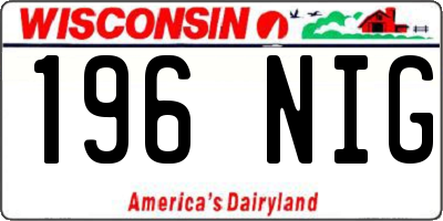 WI license plate 196NIG