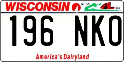 WI license plate 196NKO
