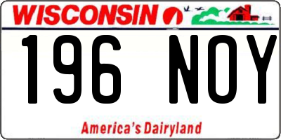 WI license plate 196NOY