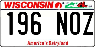 WI license plate 196NOZ