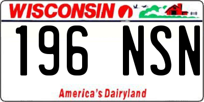 WI license plate 196NSN