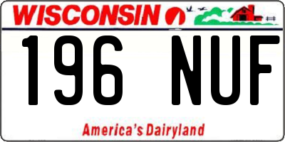 WI license plate 196NUF