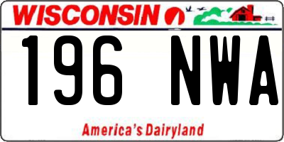 WI license plate 196NWA