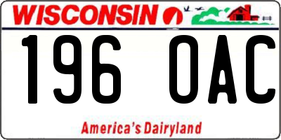 WI license plate 196OAC