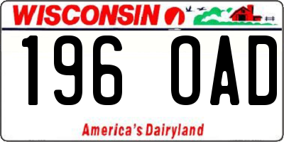WI license plate 196OAD
