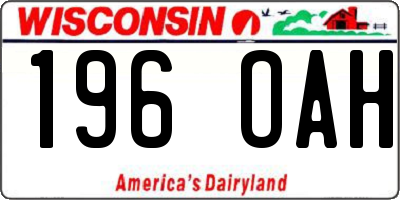 WI license plate 196OAH
