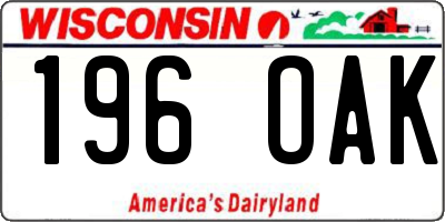 WI license plate 196OAK