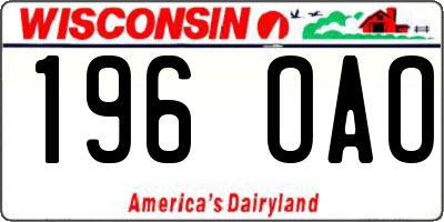 WI license plate 196OAO