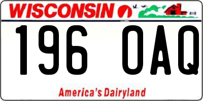 WI license plate 196OAQ