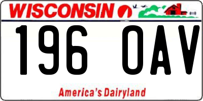 WI license plate 196OAV