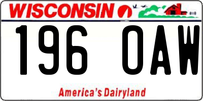 WI license plate 196OAW