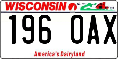 WI license plate 196OAX