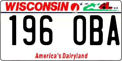 WI license plate 196OBA