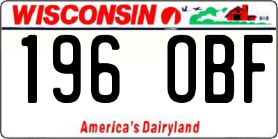 WI license plate 196OBF