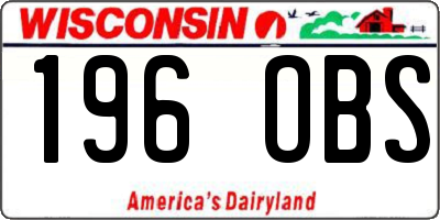 WI license plate 196OBS