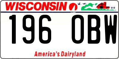 WI license plate 196OBW