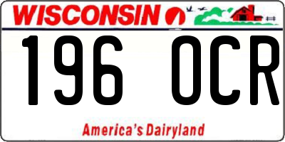 WI license plate 196OCR