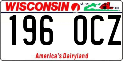 WI license plate 196OCZ