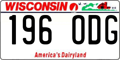 WI license plate 196ODG