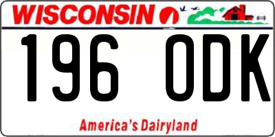 WI license plate 196ODK