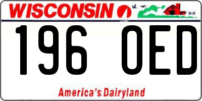 WI license plate 196OED