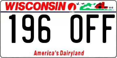 WI license plate 196OFF