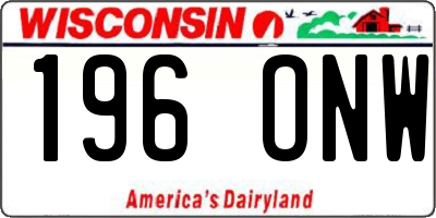 WI license plate 196ONW