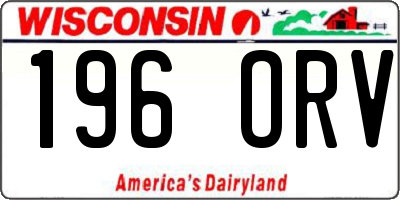 WI license plate 196ORV