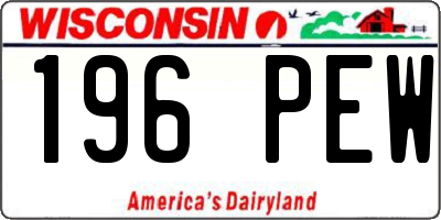 WI license plate 196PEW