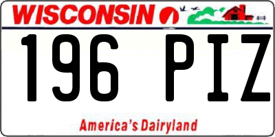 WI license plate 196PIZ