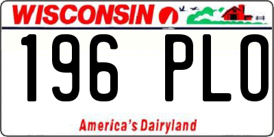 WI license plate 196PLO