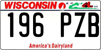 WI license plate 196PZB