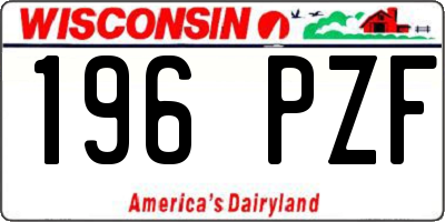 WI license plate 196PZF