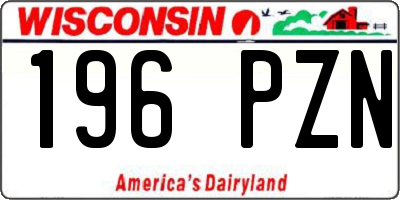 WI license plate 196PZN