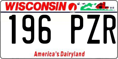 WI license plate 196PZR