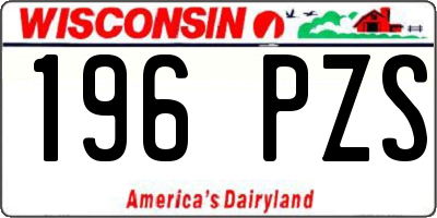 WI license plate 196PZS