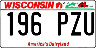 WI license plate 196PZU