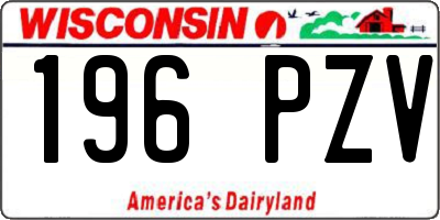 WI license plate 196PZV