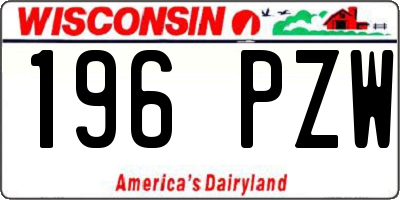 WI license plate 196PZW