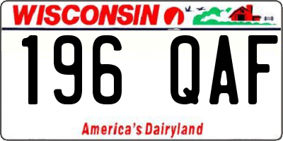 WI license plate 196QAF