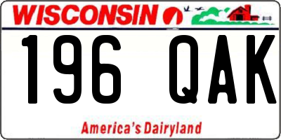 WI license plate 196QAK