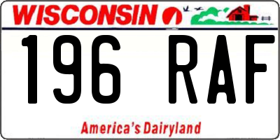 WI license plate 196RAF